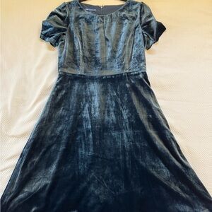 Elegant Velvet Dress in Deep teal blue.